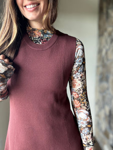 fall floral black mesh long sleeve top