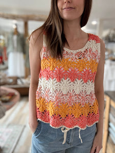 coral crochet tank