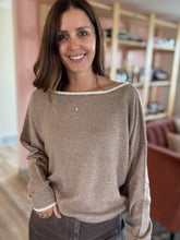 Load image into Gallery viewer, mocha contrast trim sweater