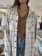 Load image into Gallery viewer, ultra soft cream plaid button down flannel