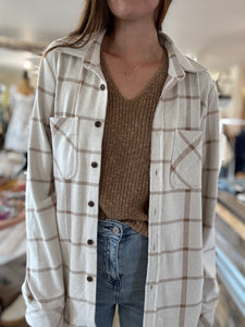 ultra soft cream plaid button down flannel