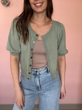 Load image into Gallery viewer, sage half sleeve button cardi