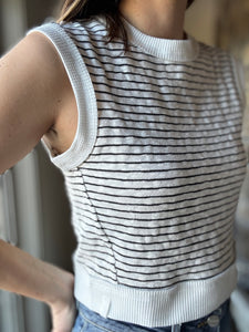 black + white stripe sleeveless top