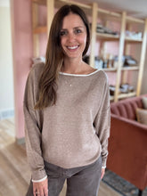 Load image into Gallery viewer, mocha contrast trim sweater