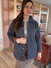 Load image into Gallery viewer, navy + red heirloom plaid quilted jacket