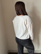 Load image into Gallery viewer, cream stripe notched top