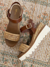 Load image into Gallery viewer, raffia + leather wedge sandals