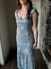 Load image into Gallery viewer, blue floral maxi dress