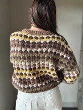 Load image into Gallery viewer, brown, cream + mustard textured sweater