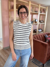 Load image into Gallery viewer, cream+ black stripe sweater tank