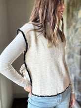 Load image into Gallery viewer, oatmeal mock neck with black trim