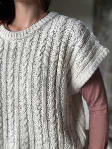 cream fall confetti cable short sleeve sweater