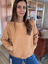 Load image into Gallery viewer, caramel shoulder zip sweatshirt