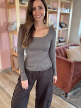 Load image into Gallery viewer, stone scoop ribbed long sleeve tee
