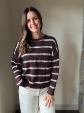 Load image into Gallery viewer, brown+cream stripe sweater