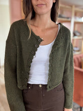 Load image into Gallery viewer, moody olive fuzzy cardigan