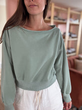 Load image into Gallery viewer, abbie sage off shoulder sweatshirt