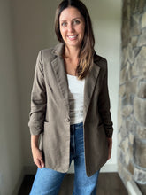 Load image into Gallery viewer, olive brown ruched blazer