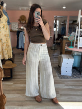 Load image into Gallery viewer, white+stone stripe linen beachy pant
