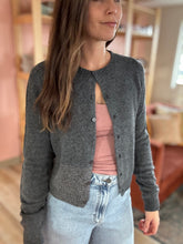 Load image into Gallery viewer, charcoal classic button down cardigan