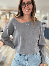 Load image into Gallery viewer, grey asymmetrical soft sweater