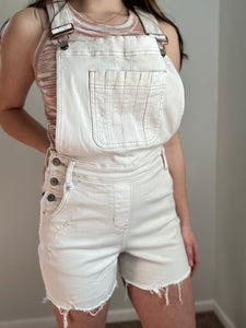 judy blue ecru overall shorts