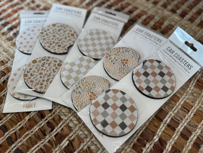 neoprene car coasters | 5 styles