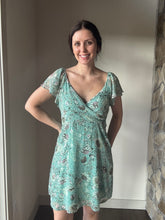 Load image into Gallery viewer, green print flutter dress