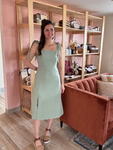 Load image into Gallery viewer, green tie strap midi dress