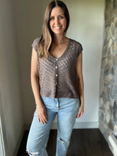 Load image into Gallery viewer, chocolate textured button knit top