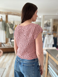 dusty rose crochet top