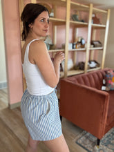 Load image into Gallery viewer, sky + cream stripe shorts