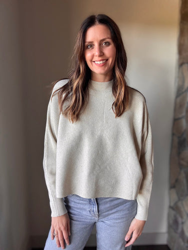 oatmeal ribbed dolman sweater