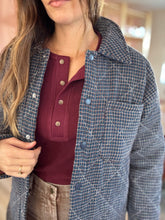 Load image into Gallery viewer, navy + red heirloom plaid quilted jacket