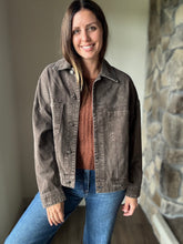 Load image into Gallery viewer, black coffee oversized denim jacket