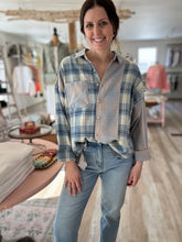 Load image into Gallery viewer, blue mixed plaid flannel