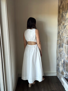 white open back cotton a-line dress