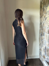 Load image into Gallery viewer, black mesh mock neck dress