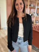 Load image into Gallery viewer, black classic button down cardigan