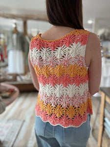 coral crochet tank