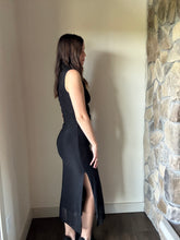 Load image into Gallery viewer, black mesh mock neck dress