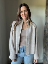 Load image into Gallery viewer, natural two-tone zip-up cardigan