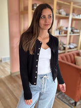 Load image into Gallery viewer, black soft button cardigan