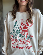 Load image into Gallery viewer, christmas in wisconsin cream sweatshirt