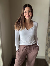 Load image into Gallery viewer, off white notched ribbed long sleeve tee