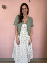 Load image into Gallery viewer, cream, sage + yellow midi dress
