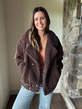 Load image into Gallery viewer, z supply dark chocolate ari sherpa coat