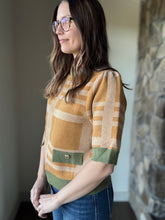 Load image into Gallery viewer, THML gold + green plaid half sleeve sweater
