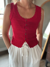 Load image into Gallery viewer, red cotton knit tank