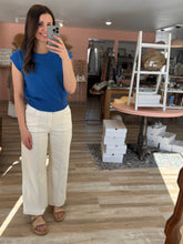 Load image into Gallery viewer, ecru wide leg pants with contrast stitching | S-3XL